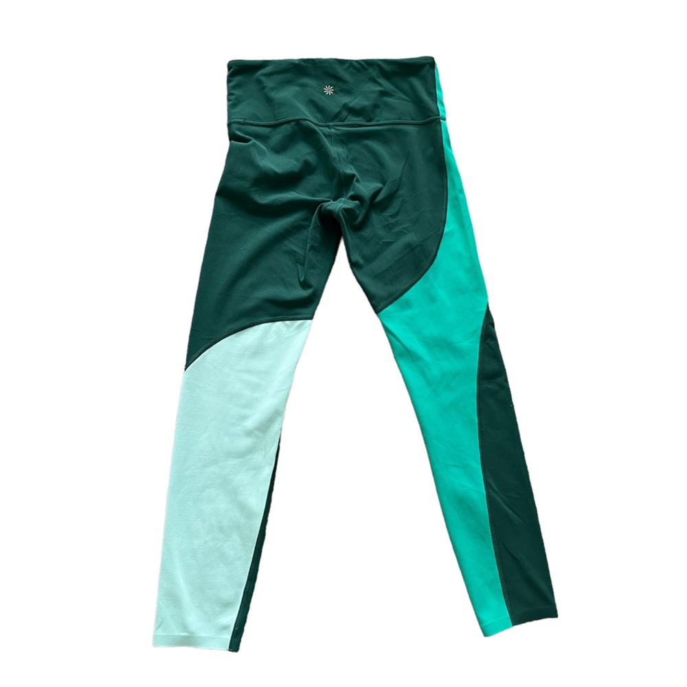 Athleta Colorblock Green & Teal High-Waist Leggings